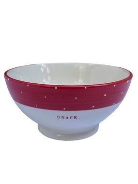 Rae Dunn SNACK Bowl Red White Polka Dot Christmas Valentine’s Day NWT 2017 OG